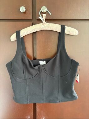 NWT A.C.W. Black Structured Bustier crop Top size XL